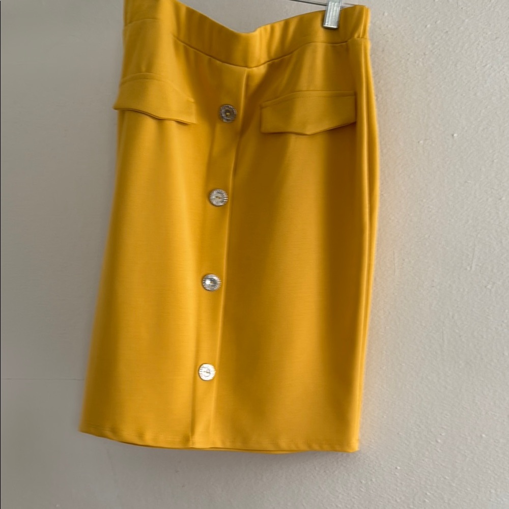 Asymmetrical Yellow Pencil Skirt for Work